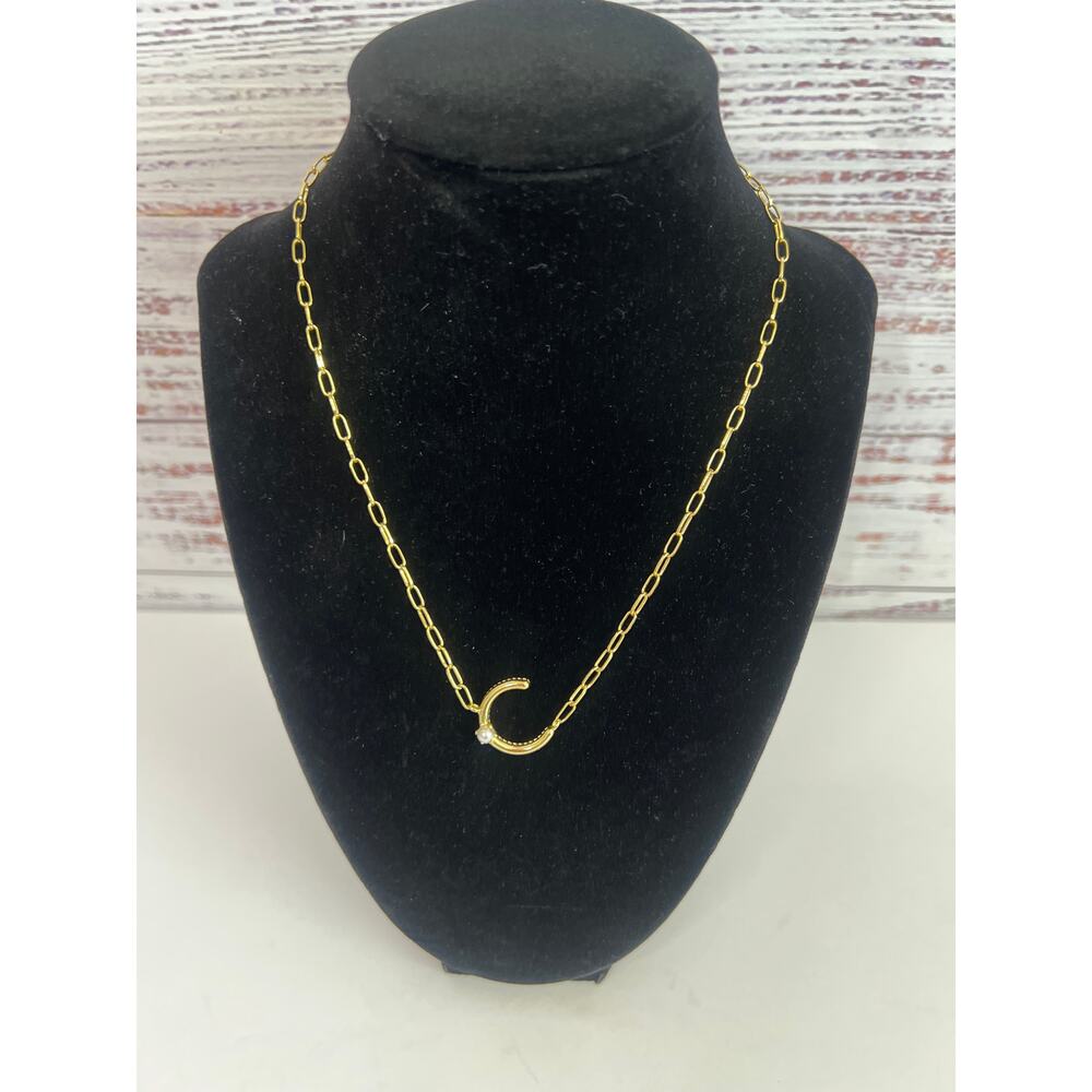 Kendra Scott Pearl Gold Letter "C" Pendant Necklace Paperclip Link